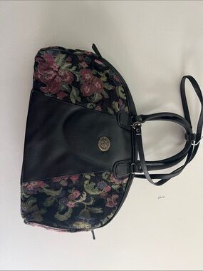 Vintage 90s Floral Tapestry Satchel Bag